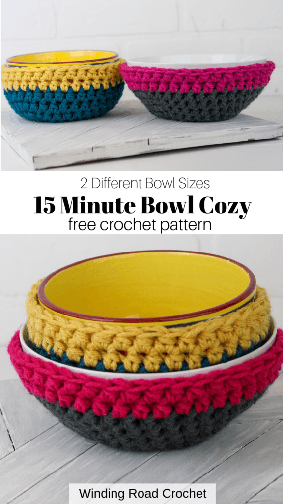 15 Minute Easy Crochet Bowl Cozy Free Pattern - Winding Road Crochet