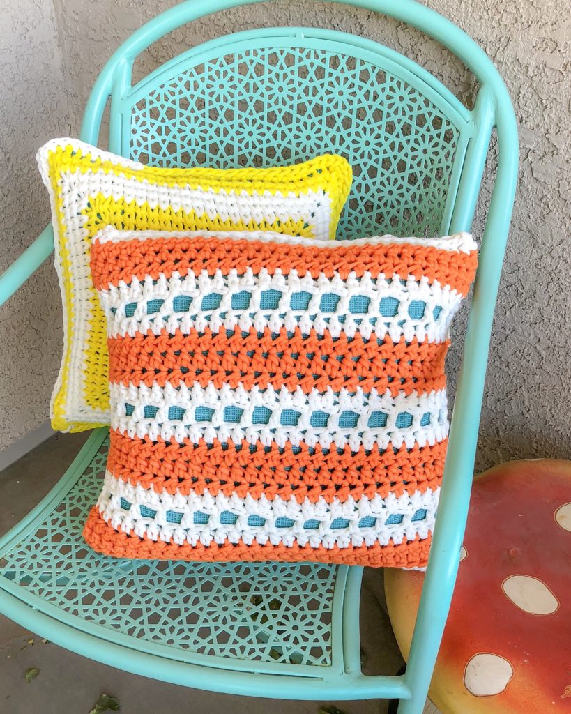 Sunny Stripes Patio Pillow Free Crochet Pattern - Winding Road Crochet