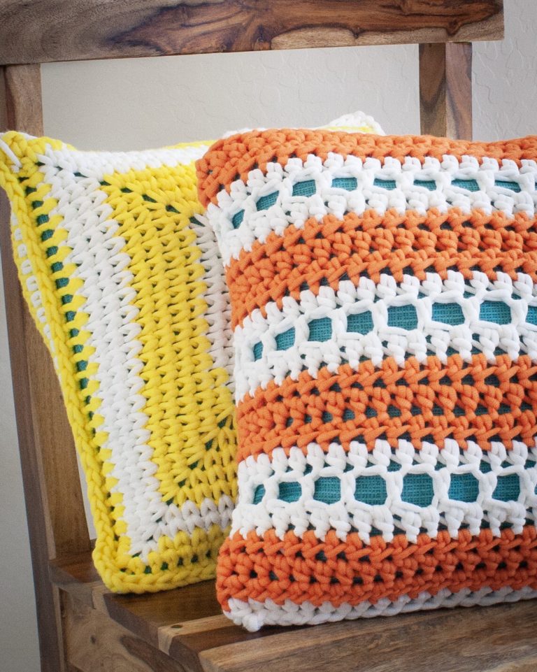 Sunny Stripes Patio Pillow Free Crochet Pattern - Winding Road Crochet