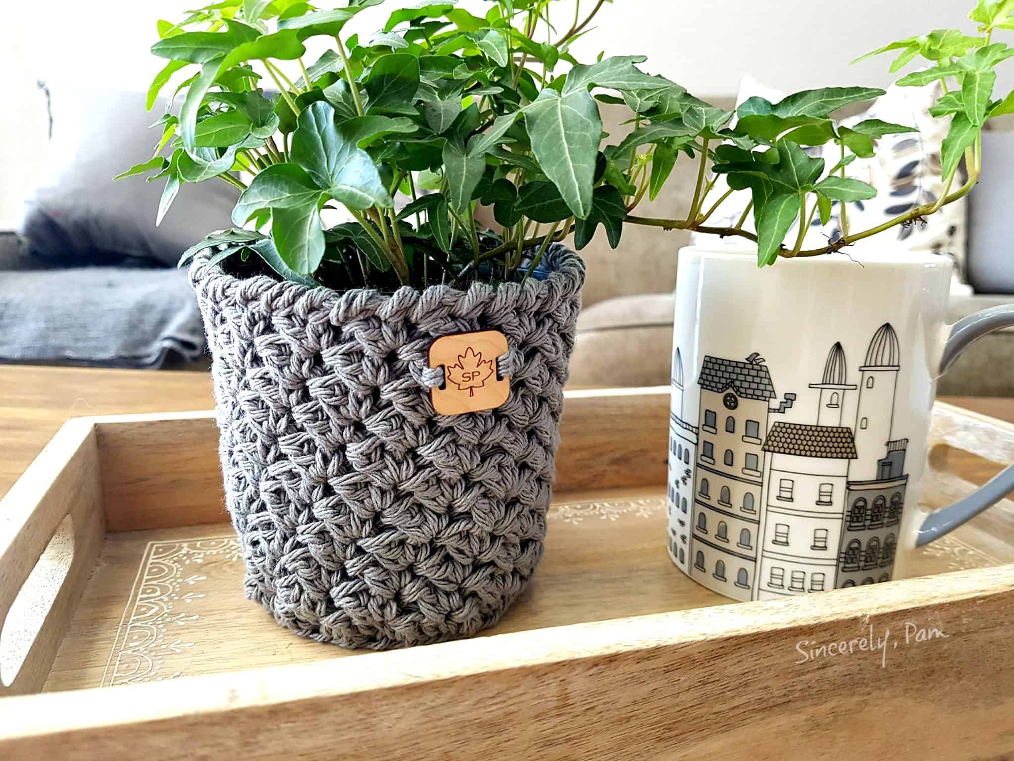 Julie Basket Crochet Pattern, Planter Cover Free Pattern