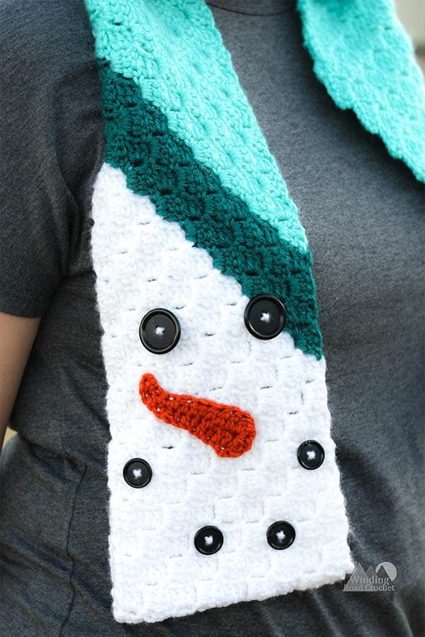 C2C Snowman Scarf Free Crochet Pattern Winding Road Crochet