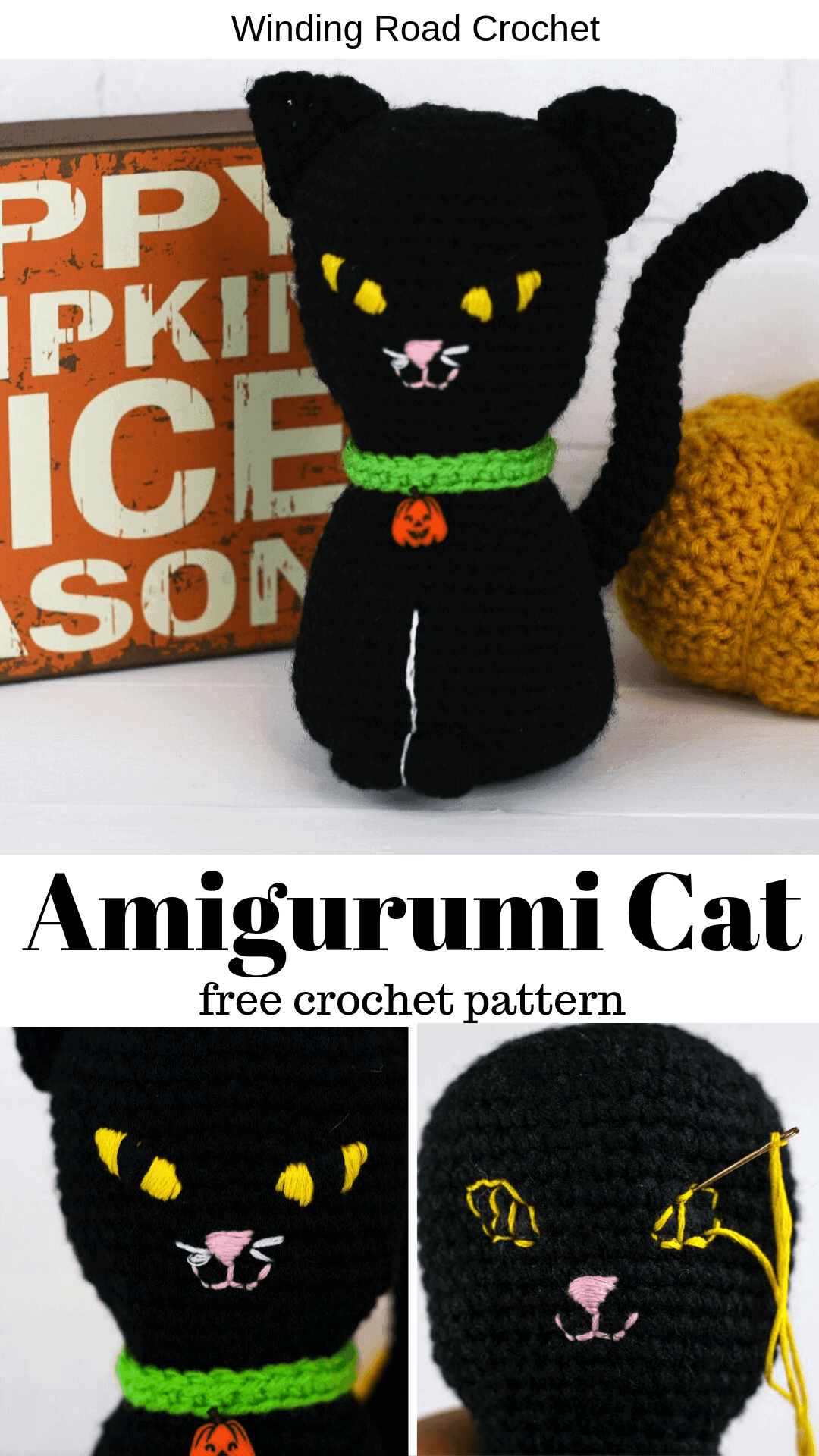 Amigurumi Black Cat Crochet Pattern Winding Road Crochet