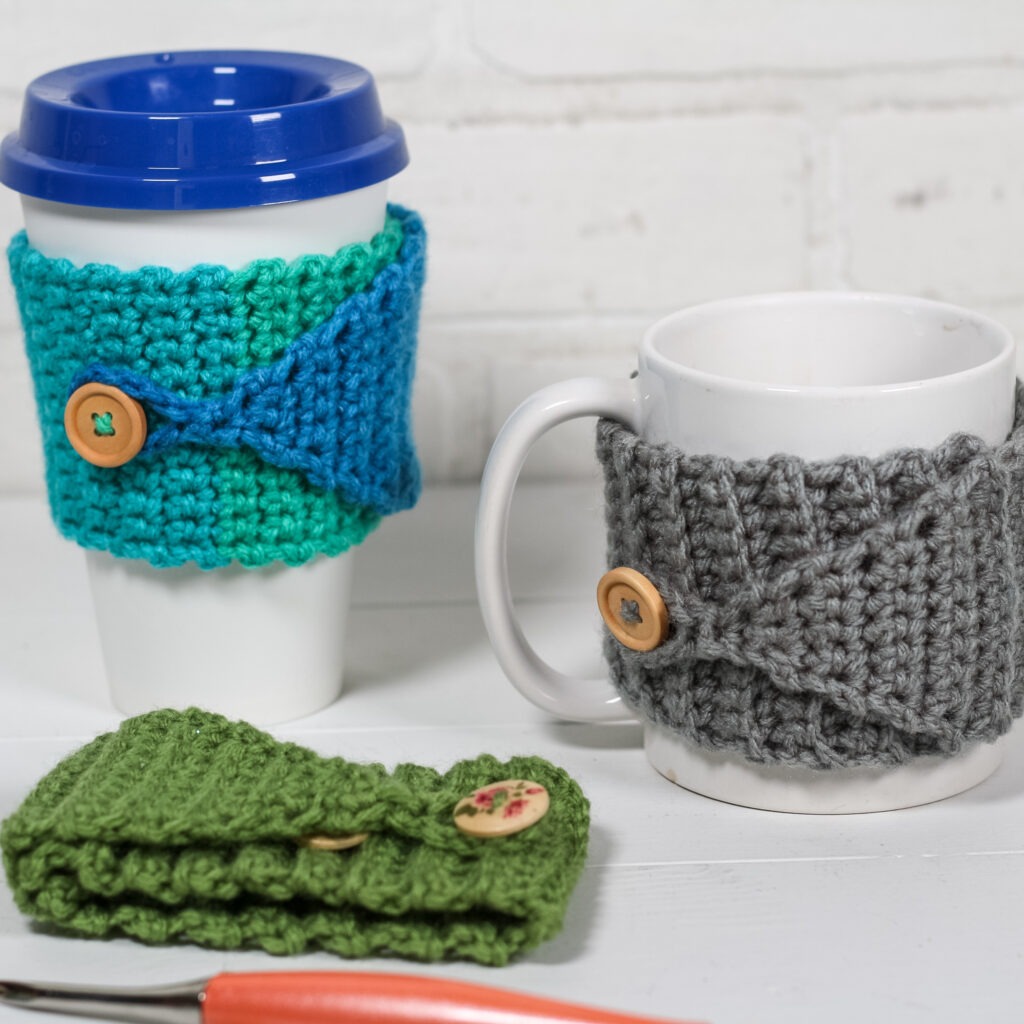 Buttoned Crochet Cup Cozy: How to Crochet - Winding Road Crochet