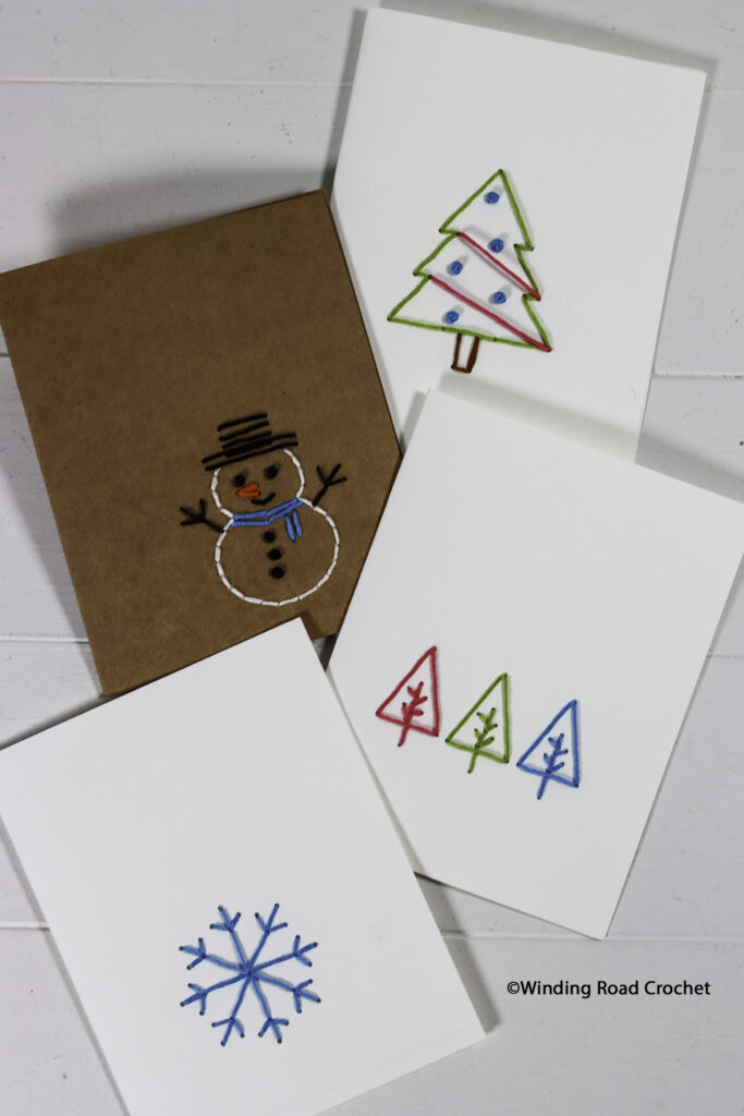 Hand Embroidery Paper Cards - Outlines And Cross Stitch - Craft