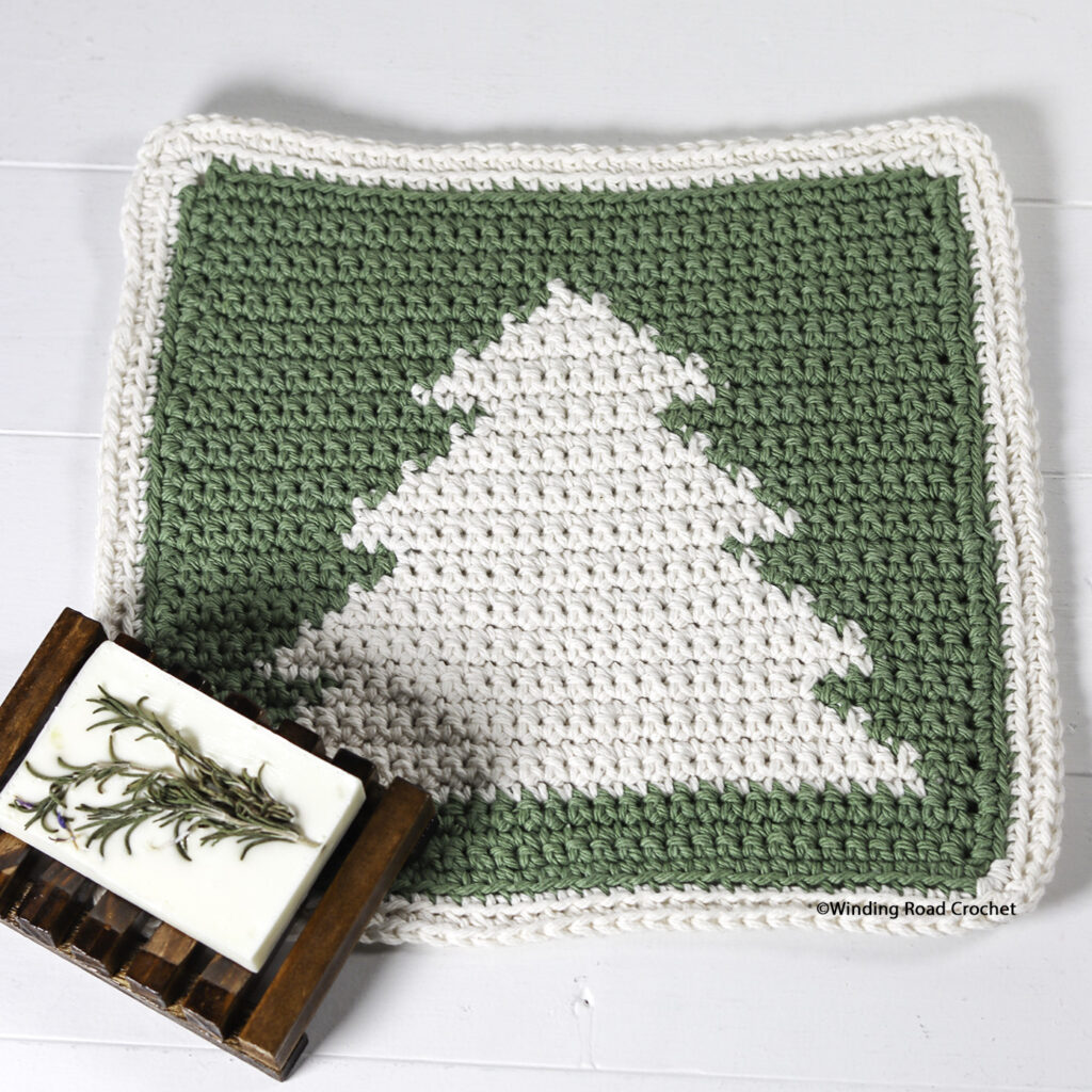 Evergreen Crochet Washcloth Simple Free Pattern - Winding Road Crochet