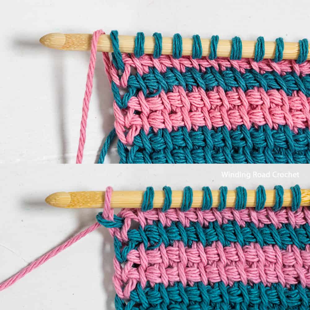 How to Change Colors in Tunisian Crochet Winding Road Crochet