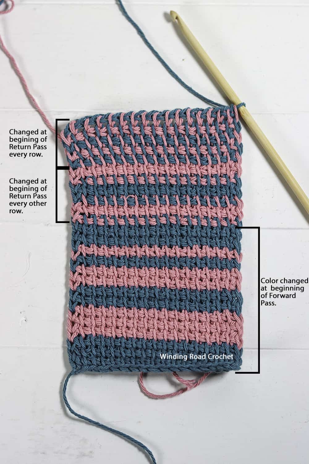 How to Change Colors in Tunisian Crochet Winding Road Crochet