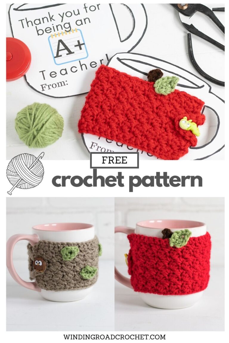 Apple Coffee Cup Cozy Crochet Pattern Quick Teacher's Gift - Winding ...