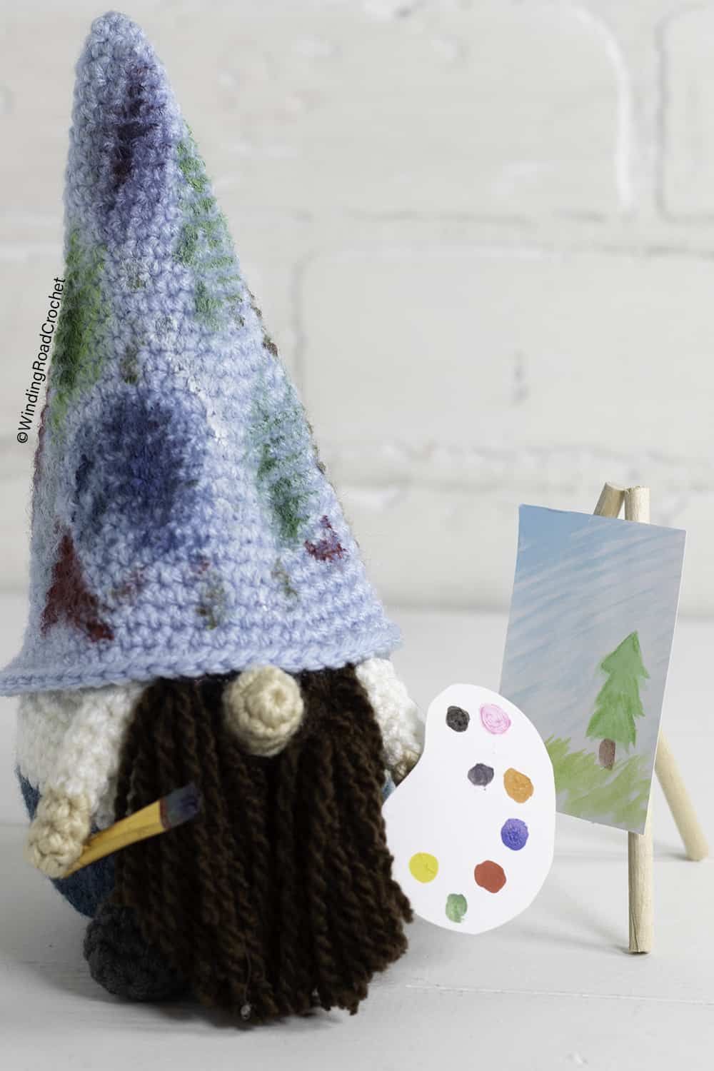 Crochet Artist Gnome Free Pattern for a Painter Gnome Winding Road