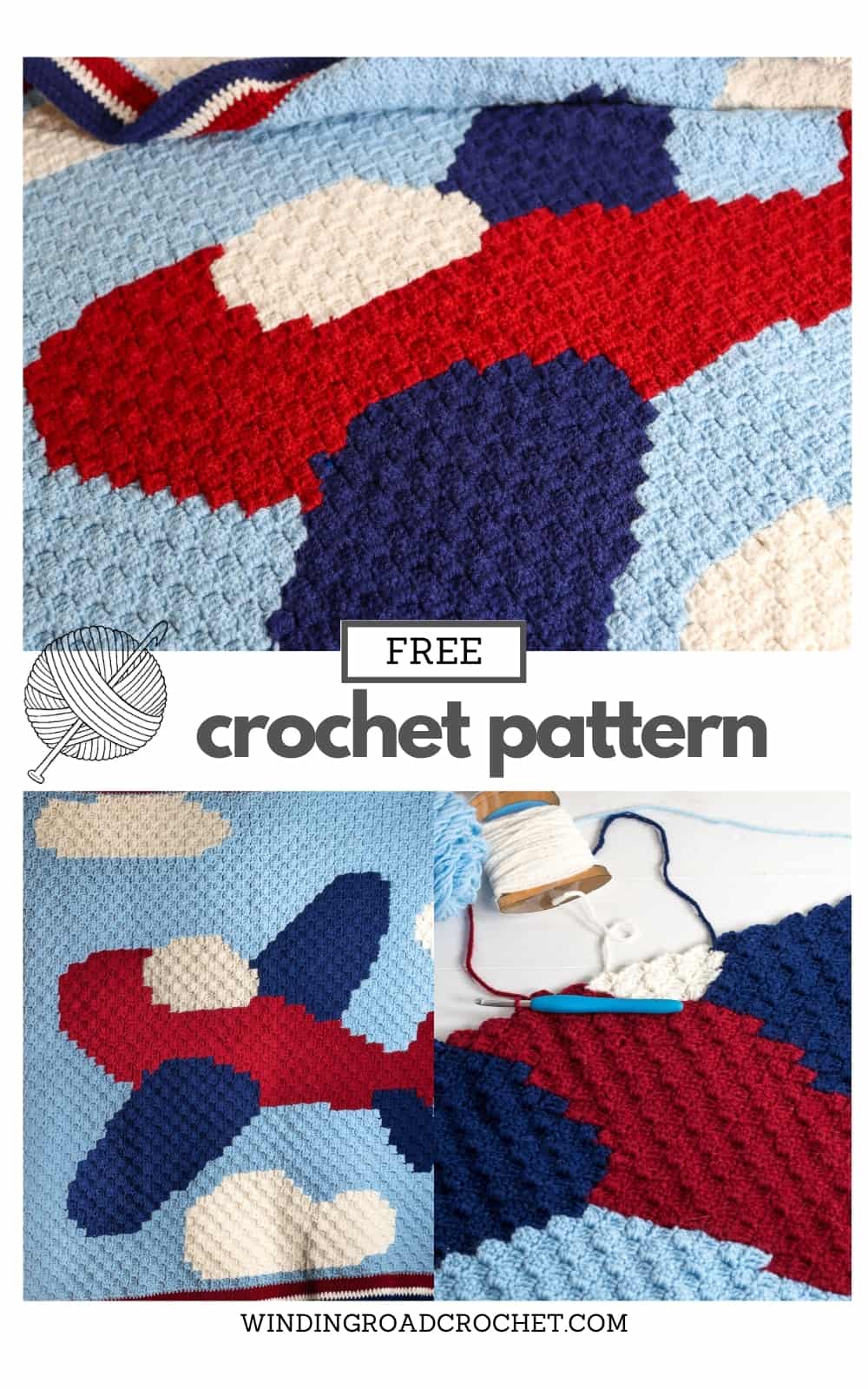 Crochet Airplane Blanket Corner to Corner Graph and Border - Winding ...