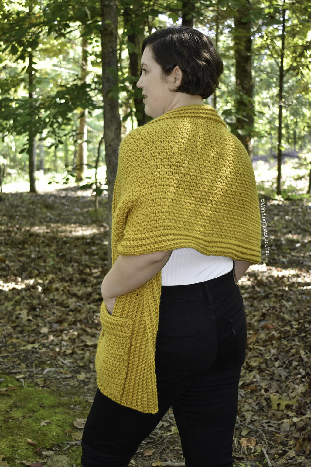 Easy Pocket Shawl Free Crochet Pattern Winding Road Crochet