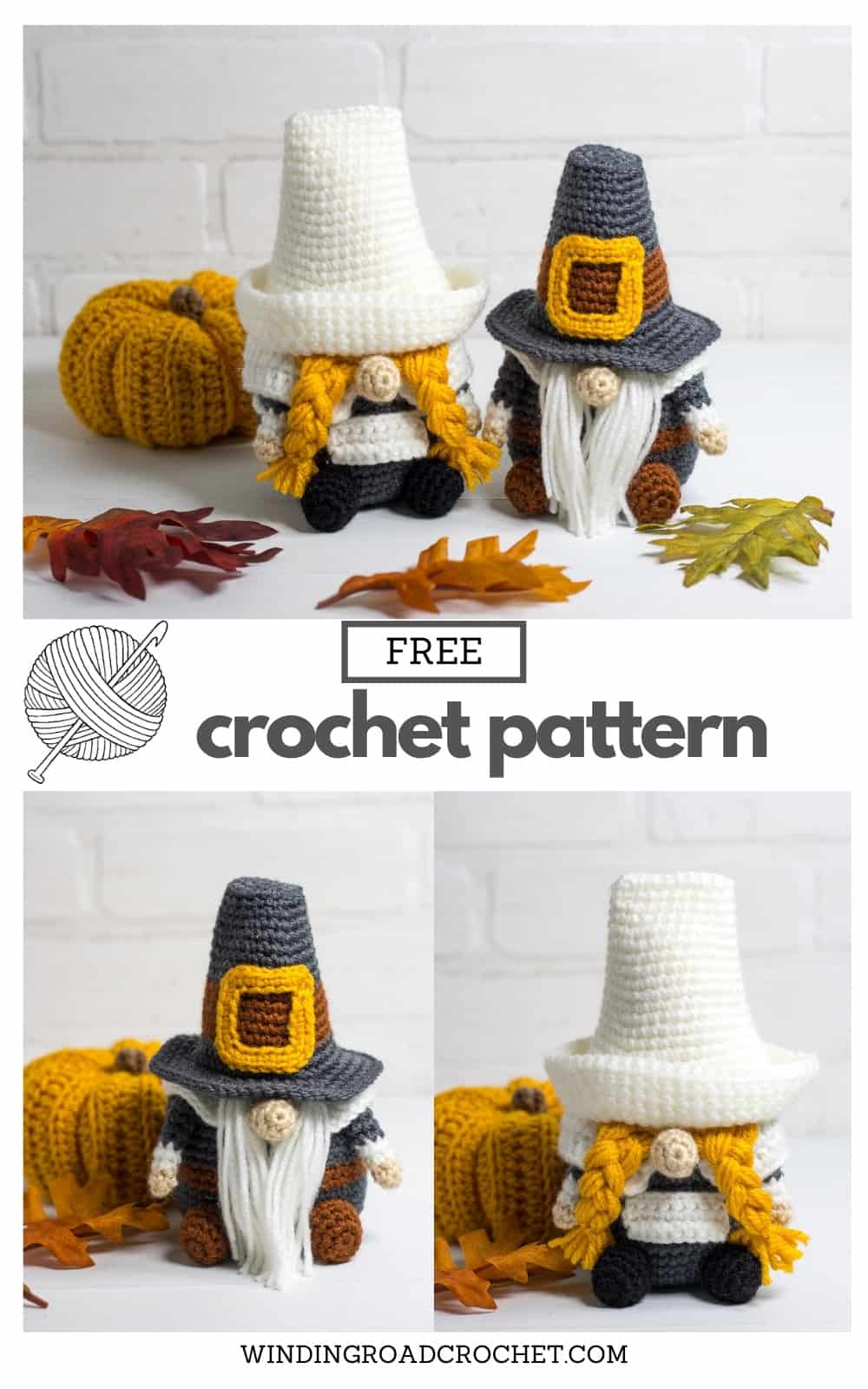 Crochet Pilgrim Gnome Free Crochet Pattern - Winding Road Crochet