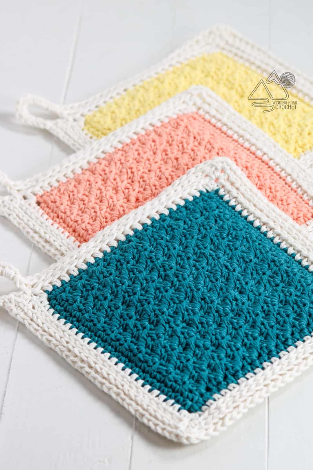 Textured Crochet Potholder Free Pattern and Video - Winding Road Crochet