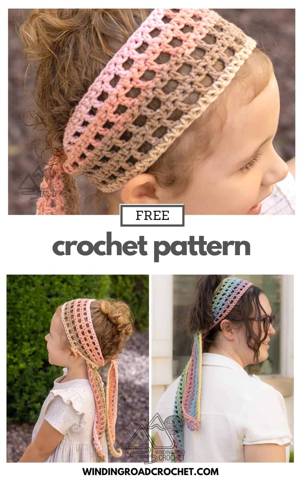 Crochet Head Scarf Free Pattern and Video Tutorial Winding Road Crochet