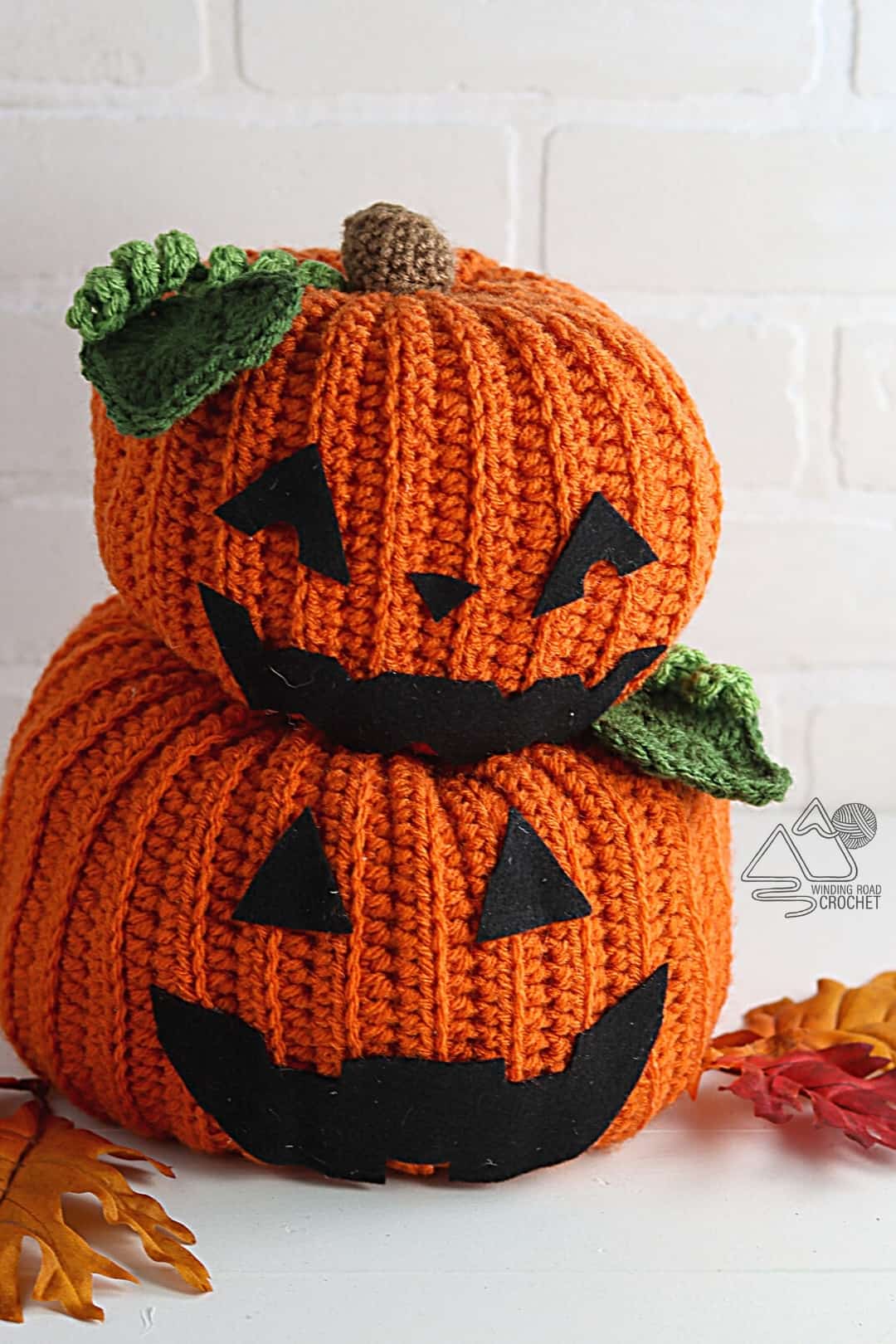 Crochet Stacked Pumpkin Jack O'Lanterns Free Pattern Winding Road Crochet