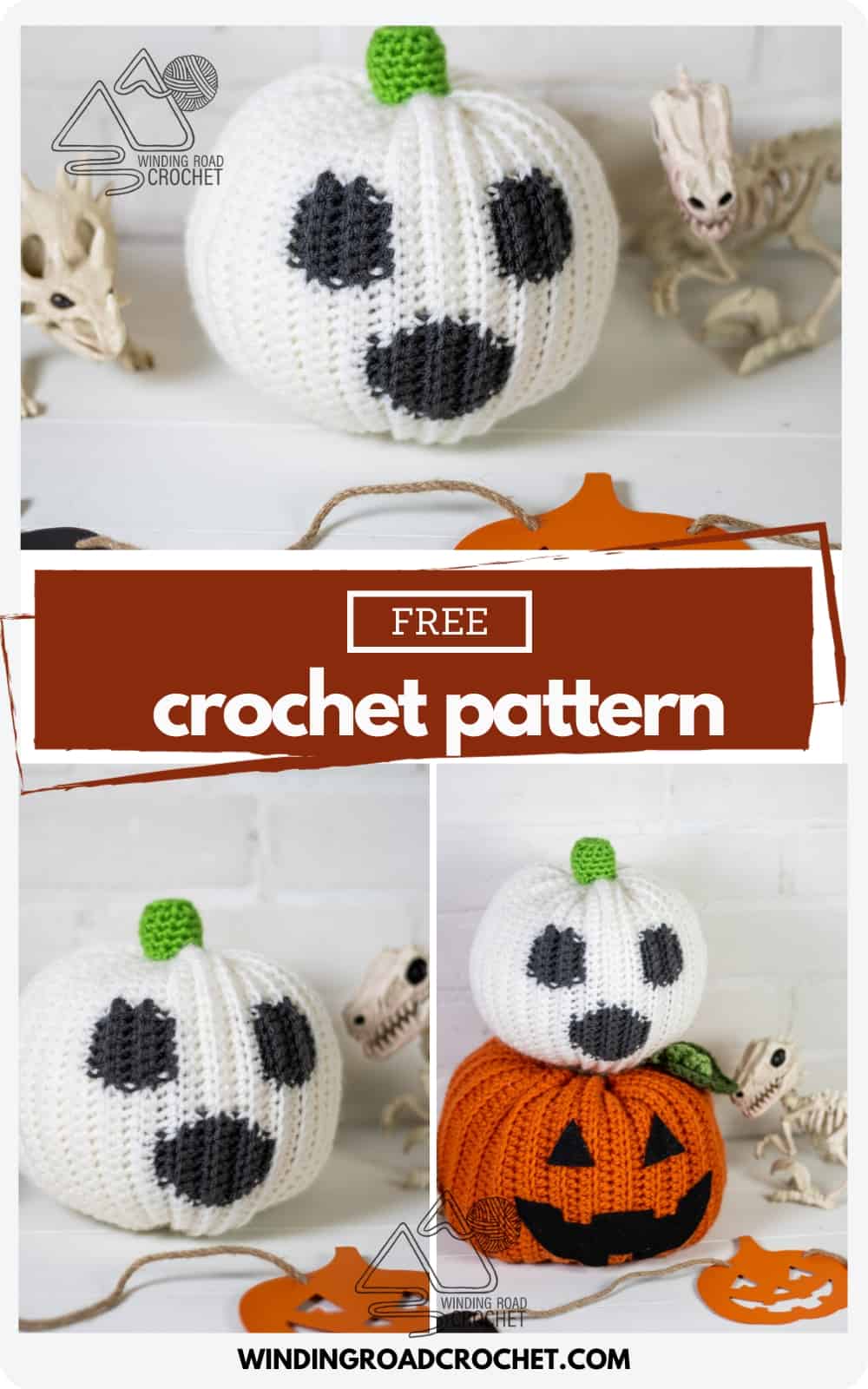 Crochet Ghost Pumpkin Free Crochet Pattern - Winding Road Crochet