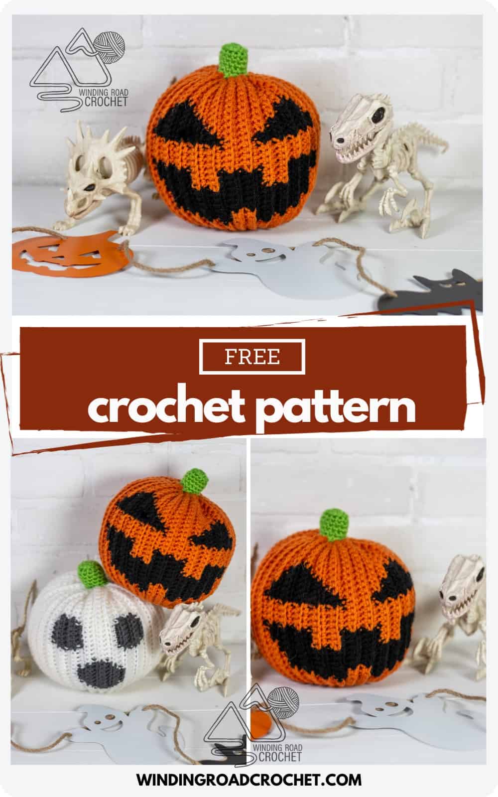 Crochet Jack-o-lantern Pumpkin Free Crochet Pattern - Winding Road Crochet